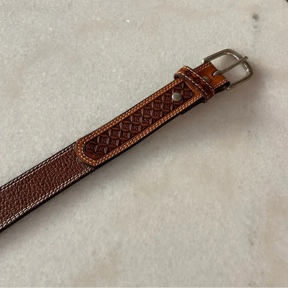 Ranger Belt Company Tooled Brown Leather Western Youth 22 Cowboy Rodeo